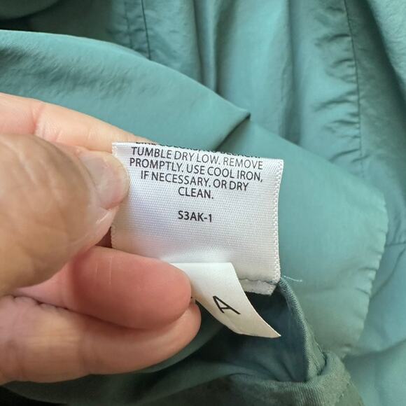 EILEEN FISHER Teal Belted Trench Coat M Lightweight Travel Jacket Minimalist - Picture 9 of 10